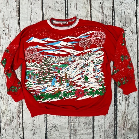 Vintage Nutcracker Christmas 1980s Ugly Xmas Sweater Holiday Sweatshirt - Picture 1 of 6
